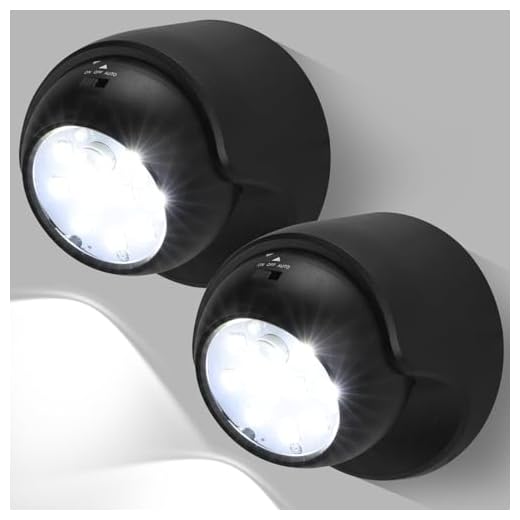 Motion Sensor Outdoor Lights - Outdoor Motion Sensor Light Battery Operated Wireless Spotlight Motion Detector Security Light Auto On Off for Sheltered Porch Stair Hallway Garage Wall Shed (2 Pack)