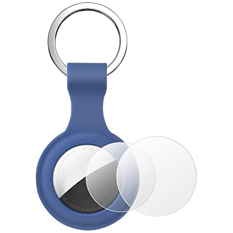 AXFEE Protective Case Compatible with Apple Airtags, Silicone AirTag Keyring Case with 2pcs Protective Film, AirTags Tracker Cover, AirTag Holder, AirTags Key Finder (Not Include Airtag) Cover