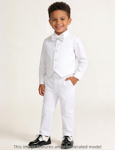 Image of A&J DESIGN 4pcs Baby & Toddler Suit, 12 Months - 5T, Shirt & Pants & Vest & Bow Tie