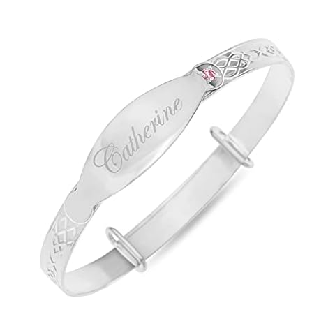 Dolce Valentina Personalised Girls Bangle Pink Stone 2 inch (1-3 Years old) Girls Jewellery Cover