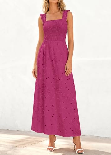 Image of KIRUNDO Summer Lace Dress for Women Eyelet Maxi Sundress