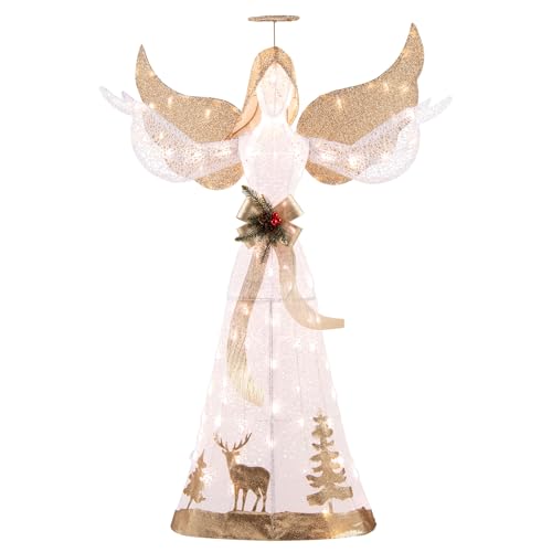 FANTASK Weihnachtsdeko beleuchtet, 150 cm, großer Weihnachtsfigur mit...