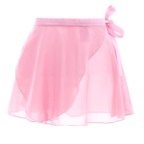 Ballettrock Rosa Wickelrock Tanzrock Mädchen Schnür Ballett Wickelrock Fließender Chiffon Tutu Rock für Kleinkinder Teenager Mädchen Ballett Rock Gymnastik Damen