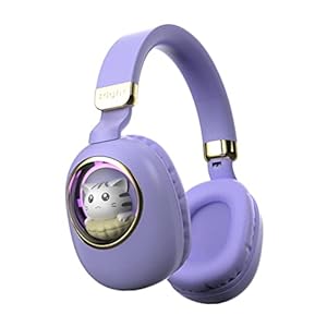 Aresrora Bluetooth Headphones,Wireless Headphones LED Light Up Foldable Headset for Kids, Over Ear with Built-in Microphones,Fast Charging Bluetooth 5.1 for Travel,Online Class, Home Office (Purple)