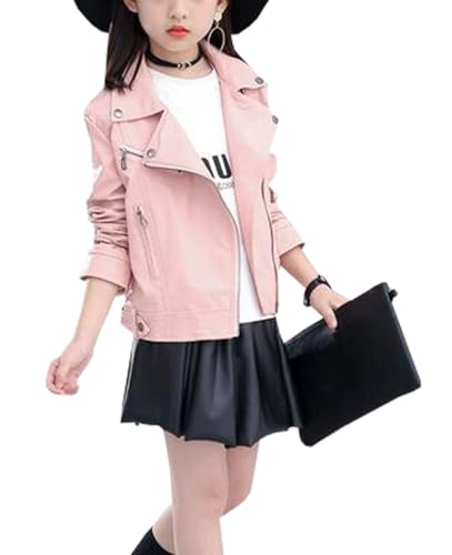 Girls Collar Motorcycle Leather Coat Jacket Children's Soft Leather Jackets Outerwear Slim Tops4