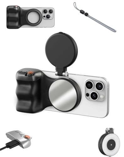 Fun Shot ���C�O���b�v�A���C�J�����O���b�v���B�胉�C�g�A360 �x�����\�� LED ���C�g�A���B��/�ʐ^�B�e/�Y�[���ʘb�p���C�����X Bluetooth �V���b�^�[(Black - Without Tripod)