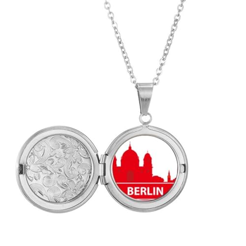 Collier médaillon Berlin Allemagne rouge avec finitions de haute qualité