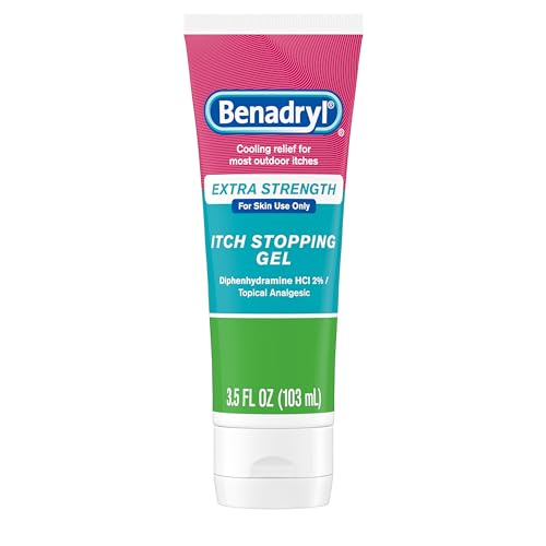 Benadryl Extra Strength Anti Itch Relief Gel, 2% Diphenhydramine HCl, Relief from Insect Bites, Sunburn & More, Great for Camping Essentials, 3.5 fl oz
