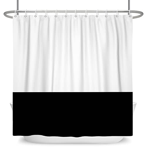 SDOTPMT 90x183cm White Black Splicing Striped Shower Curtain Farmhouse Minimalism Bath Curtain Classic Traditional Bathtub Curtain for Kids Bathroom Decor Waterproof with Hooks - Image 4