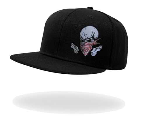 Image of Tai & Zai Black Snapback Hat with Printed, Adjustable Flat Brim Cap, Six Hole Breathable Design