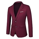 KUDORO Men's Sport Coats & Blazers Slim Fit Suit Jacket for Men Two Button Sport Coat for Wedding Casual Wine Red