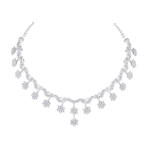 Image of Atasi International American Diamond Style Silver Plated Necklace with Earrings Jewellery Set for Women - Perfect for Party, Wedding, and Engagement