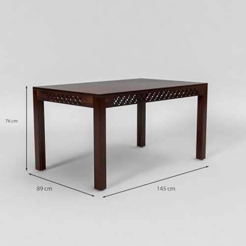 Image of Solid Sheesham Wood 6 Seater Dining Table Set with Cushioned Chairs for Dining Room | Living Room | Home & Office | Hotels Restaurant & Cafe (6 Seater, Walnut A)