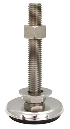 3.86 Dia, 5/8-11 thds, 4.94 Lg, 2000 Lbs max Load, Inch Sunnex Stud Style Level Pad, Stainless Steel (1 Each)