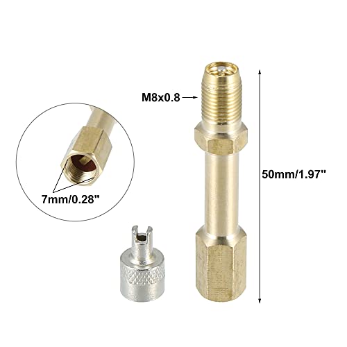 Image of X AUTOHAUX 50mm /1.97 inch Long Brass Auto Tire Valve Extension Adaptor Air Tyre Stem Extender Inflation Stright Bore for Car Truck Motorcycle Bike Mower Scooter