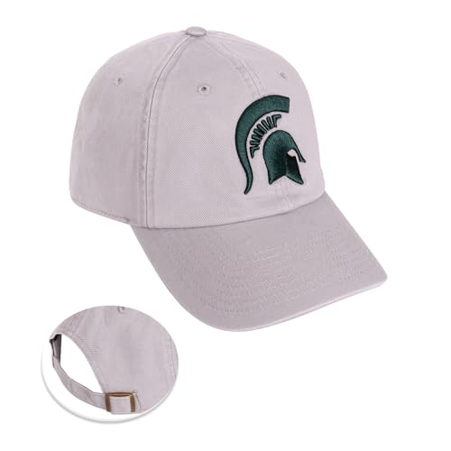 Desert Cactus Michigan State University Baseball Hat Spartans MSU Brimmed Embroidered Hats Cap Adjustable Cloth Strap Adult (Style C1) Gray