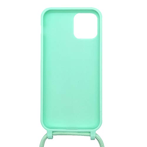 PuYu Zhe Compatible With iPhone 12/12 Pro Case,Soft Matte Silicone TPU Crossbody Cover with Adjustable Neck Cord Lanyard Strap,Slim Stylish Shockproof Lanyard Case-Mint Green - Image 2
