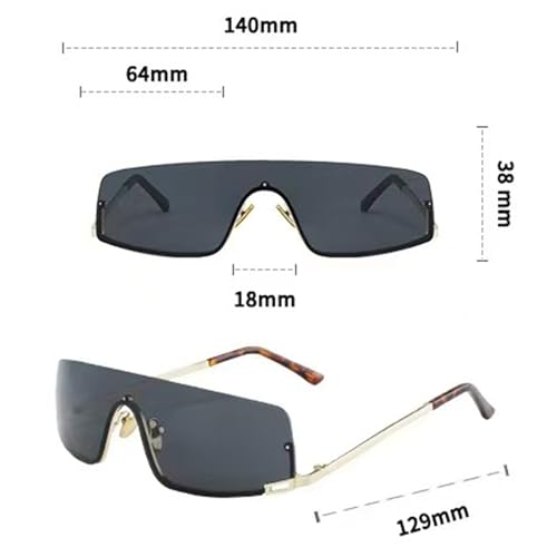 bullabulling Fashion Rimless Y2k Sunglasses For Women Men Flat Top Chic UV400 Sun Glasses4