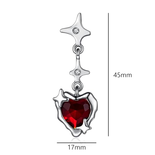 Gothic Heart Dangle Earrings for Women, Goth Black Red Heart Studs Drop Earrings, Emo Punk Y2k Goth Accessories for Women2