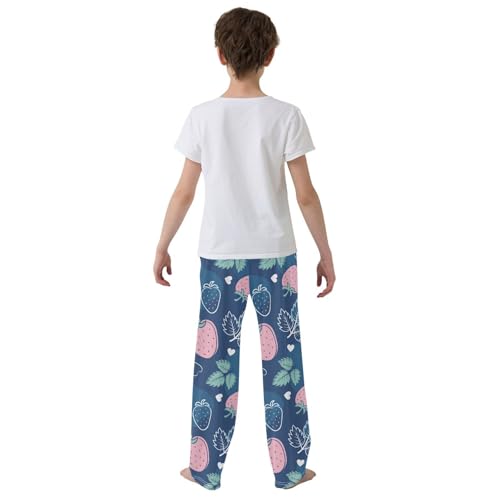 ZZKKO Strawberry Cartoon Hearts Boys Pants for Kids Jogger Pants with Pockets S-XL3