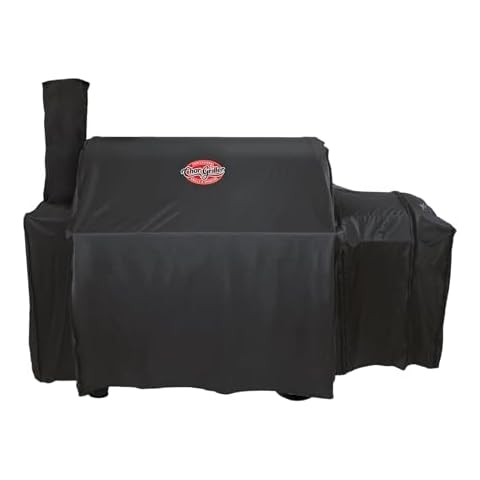 Char-Griller® Grand Champ™ Grill Cover, Shields and Protects from Moisture, Wind, Sand, Birds and Dirt, PVC and Polyester Blend, Black, Designed to Fit Model # 8250. Cover