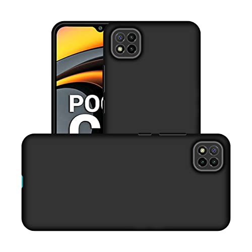 Image of Case Creation Liquid TPU Silicone Cover for Xiaomi Poco C3 Soft Case,Anti-Dirty Slim Case Frosted Matte Cute Candy TPU Raised Bezel (Splash of Color) Back Case Cover for Xiaomi Poco C3 -Black