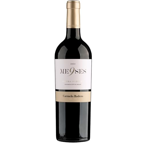 Carmelo Rodero - Vino Tinto 9 Meses | Ribera del Duero | 100% Tempranillo | Crianza en Roble Francés | Aromas de Frutos Rojos y Negros | Botella 750 ml | Cosecha 2024-1 Botella 75cl