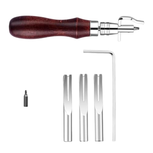 LGWJHCY Ranuradora de costura de cuero, 7 en 1, ranuradora de cuero, herramienta de cuero, avellanado, ranura ajustable, corte de costura, herramienta de mano de cuero