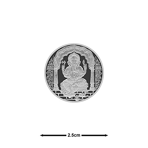 Image of MAA SILVER Pure Silver Ganpati Ganeshji BIS Hallmarked Round Coin Chandi Sikka Perfect for Gifting Investment Diwali Dhanteras (999 Purity)