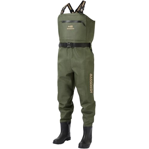 Image of BASSDASH Men's PVC Chest Wader Ripstop High Strength Boot Foot Waders for Fly Fishing Hunting FW13