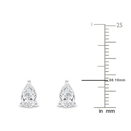 IGI Certified 1.00Ct TDW Lab Grown Diamond Solitaire Stud Earrings – Round, Pear, Oval, Emerald Shapes in 14k Yellow, White Gold4