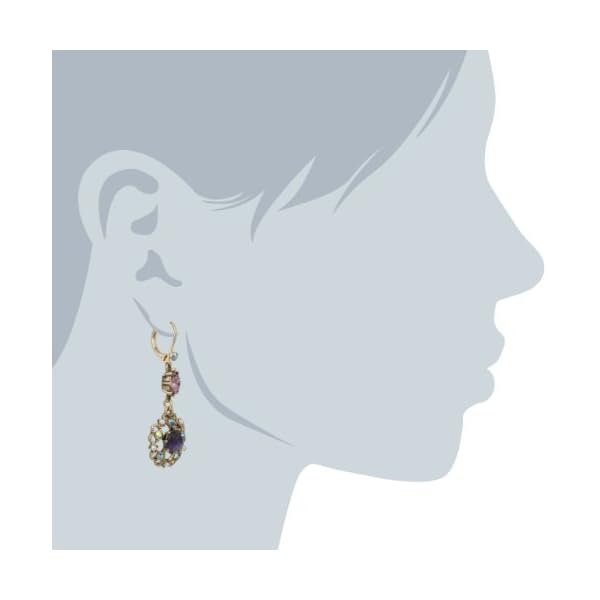 Betsey-Johnson-Carved-Flower-Medallion-Crystal-Gem-Drop-Earrings Betsey Johnson Carved Flower Medallion & Crystal Gem Drop Earrings,Purple