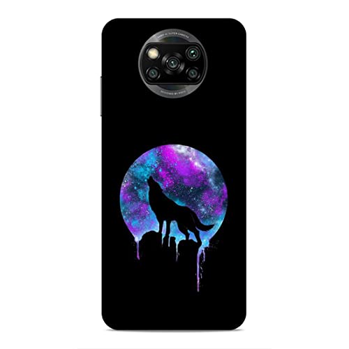 Image of Printed Mobile Back Hard Case Cover for Xiaomi Poco X3 | Wolf, Black Shadow, Multi Stars, Colourful sky-2181