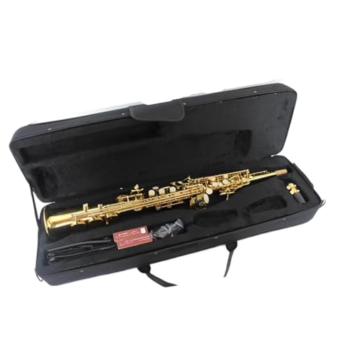 ロフェッショナルサックス ソプラノストレート管 Bキーサックス 真鍮金メッキ塗装 マウスピースアクセサリー付き