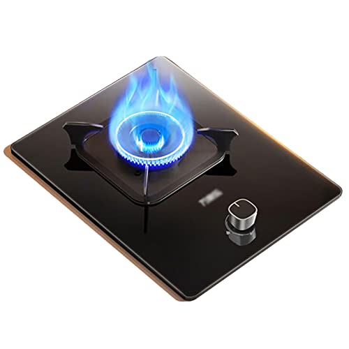 Aouoeeo Placa de Gas, Encimera de Gas, Cocina de Gas con Quemador, Color Negro, empotrada, GLP, FFD, Interior, Cristal Negro, GLP, 5,2 kW