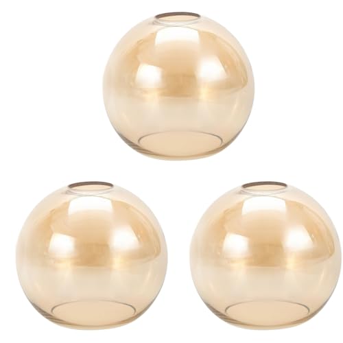 Image of 3 Pack Amber Glass Shade Replacements, Globe Glass Lamp Shade Covers for Light Fixtures, 1.65 In Fitter 5.1 In Height 5.9 In Diameter Globes Lampshades for Wall Sconces Chandelier Pendant Lights