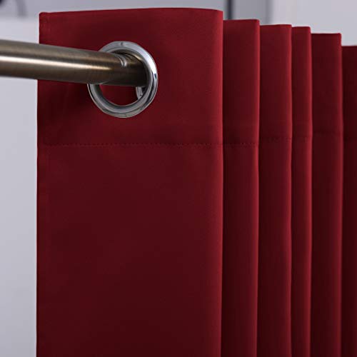 Image of JUPON Silk Blackout Curtain Pack Of 1 Piece With 3 Layers Weaving Technology & Solid Grommet Curtains Pattern /Thermal Insulated Draperies Energy Saving (W 44 inch X 96 inch L) Maroon