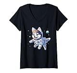 Photo Gallery space dog siberian husky cute puppy astronaut galaxy graphic maglietta con collo a v Photo Gallery space dog siberian husky cute puppy astronaut galaxy graphic maglietta con collo a v