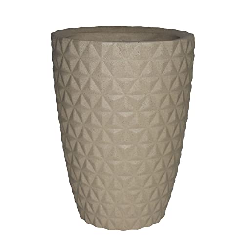 Vaso Planta Decorativo Jardim Polietileno Coluna Diamante 33x50 Cor:Bege