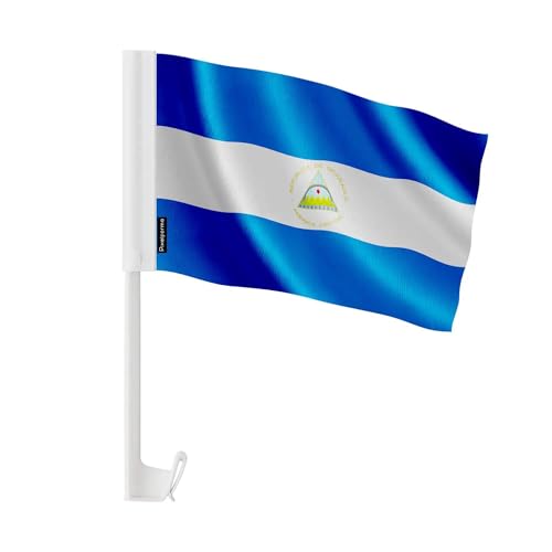 Drapeau voiture Nicaragua haute résistance en polyester pour cortège