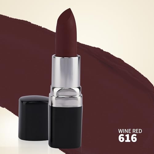 Image of Barva Natural & Moisturising Lipstick 4.3g (Wine Red 616) | With Pure Ghee & Kokum Butter | Creamy Hydrating Finish | Mineral Colour | Long Lasting Deep Red Lipstick