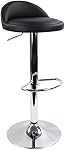 KKTONER PU Leather Round Bar Stool with Back Rest Height Adjustable Swivel Pub Chair Home Kitchen Bar stools Backless Stool with Footrest (Black)