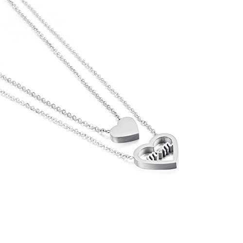 Womens Stainless Steel Delicate Love Heart Necklace Mothers Day Double Layer Necklace