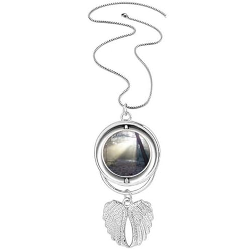 Pendentif ailes d'ange rotatif vert foncé aux finitions joaillerie