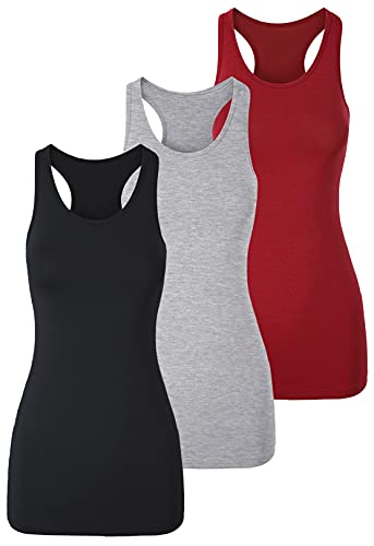 TAIPOVE Compression Gym Worout Racerback Athletic Long Tank Tops for Womens Layering Cotton Camisole Tanks Yoga Vest Top 3packs