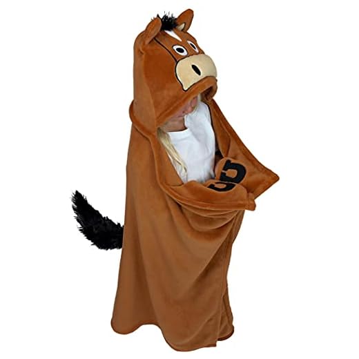 Lazy One Animal Blanket Hoodie for Kids, Hooded Blanket, Wearable Kids' Blanket, Soft, Cozy Fleece Hoodie (Horse, Brown Blanket)