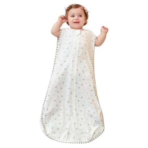 LILBESTIE Baby Sleeping Bag 1.0 Tog, 100% Cotton Summer Newborn Sleeping Bag Baby 6-12 Months, Toddler Sleep Sack Lightweight Sleep Bag, Star