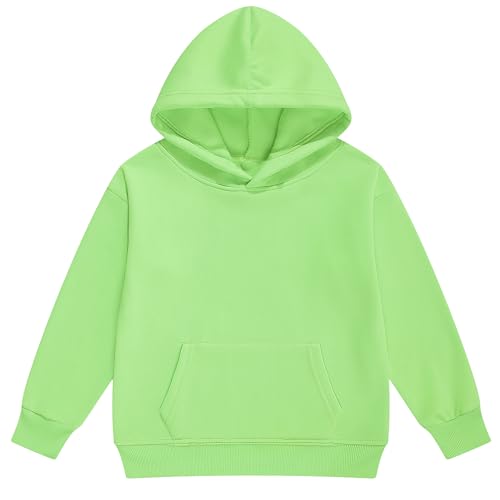 Image of Kids Athletic Pullover Hoodie Sweatshirt with Pocket Tops,2-12Years | Boys and Girls Fleece Hooded Christmas Halloween Teen Girls Athletic Hoodie Solid Color Lightweight Classic Kids Clothes