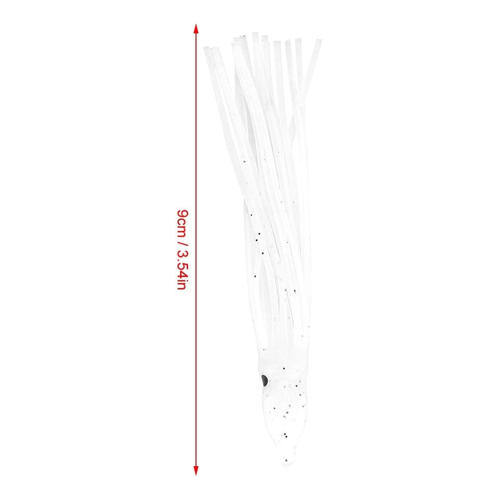 Alomejor 10Pz/Borsa Richiamo di Pesca in Gomma Mini-Size Calamari Forma Polpo Esca per Attrezzi da Pesca All'aperto