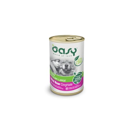Oasy umido cane adulto monoproteico, alimento completo per cani adulti di taglia piccola (small) gusto CINGHIALE | 6 scatolette da 400 grammi l’una.